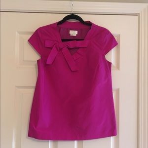 Kate Spade Silk Magenta Bow Blouse